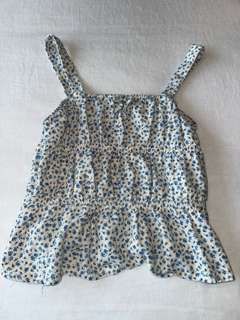 Zara Cream Tank Top with Blue and Orange Floral Flecks